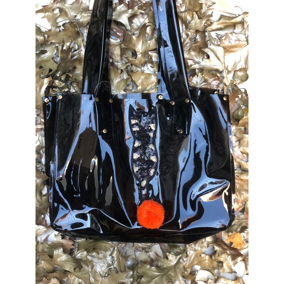 Handmade Black Cat Tote | Appliqué Sequin pompom Cat Bag - Picture 4 of 5